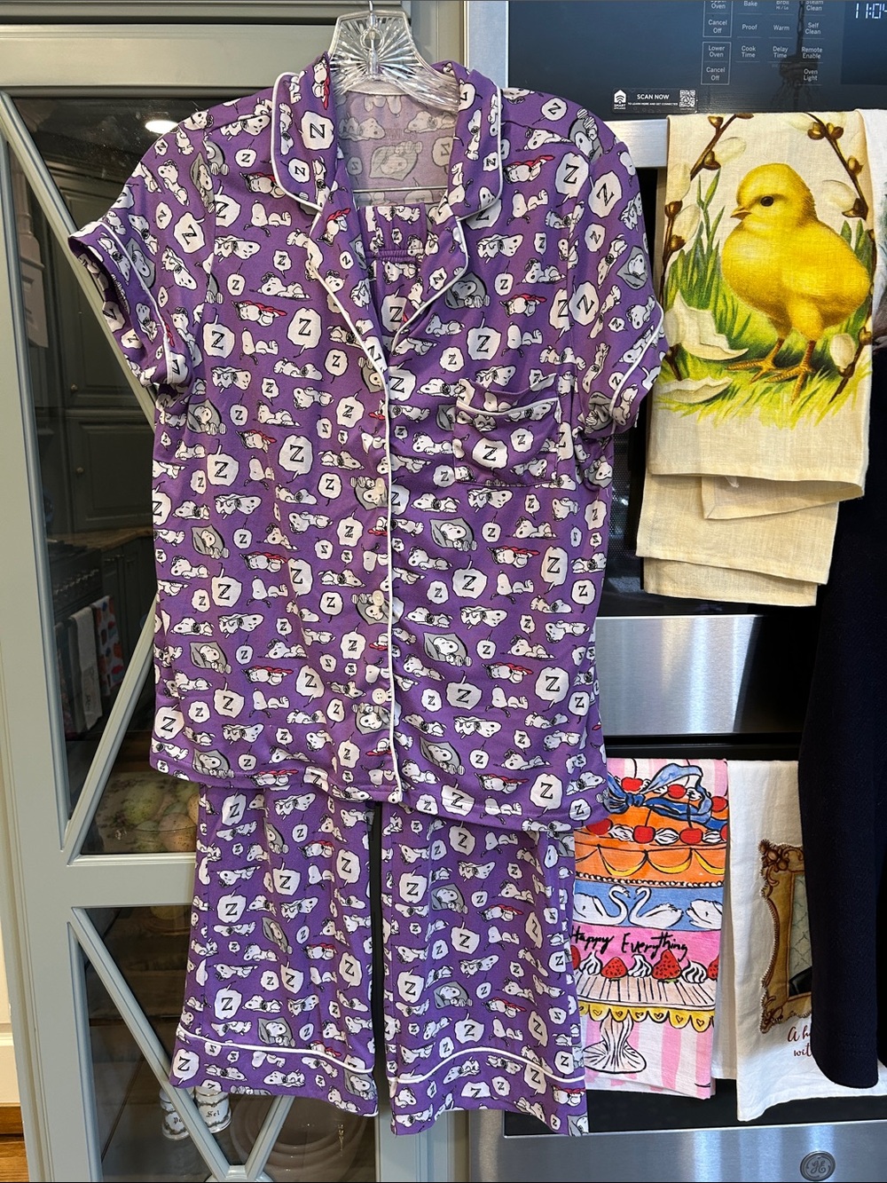 Peanuts Purple Snoopy Print Pajama Set Small